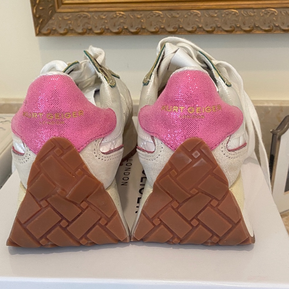 Kurt Geiger Women's Sneakers in White, Pink, and Gray - Picture 6 of 8